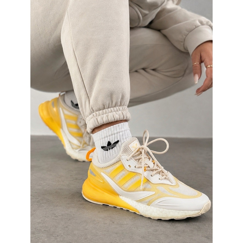 Adidas ZX 2K Boost Yellow White Running Sneakers Womens 7.5 Athletic Shoes